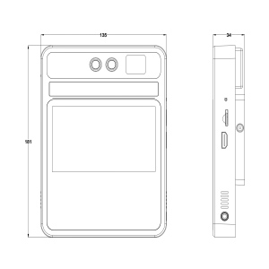 5インチ前頭部体温測定 寸法